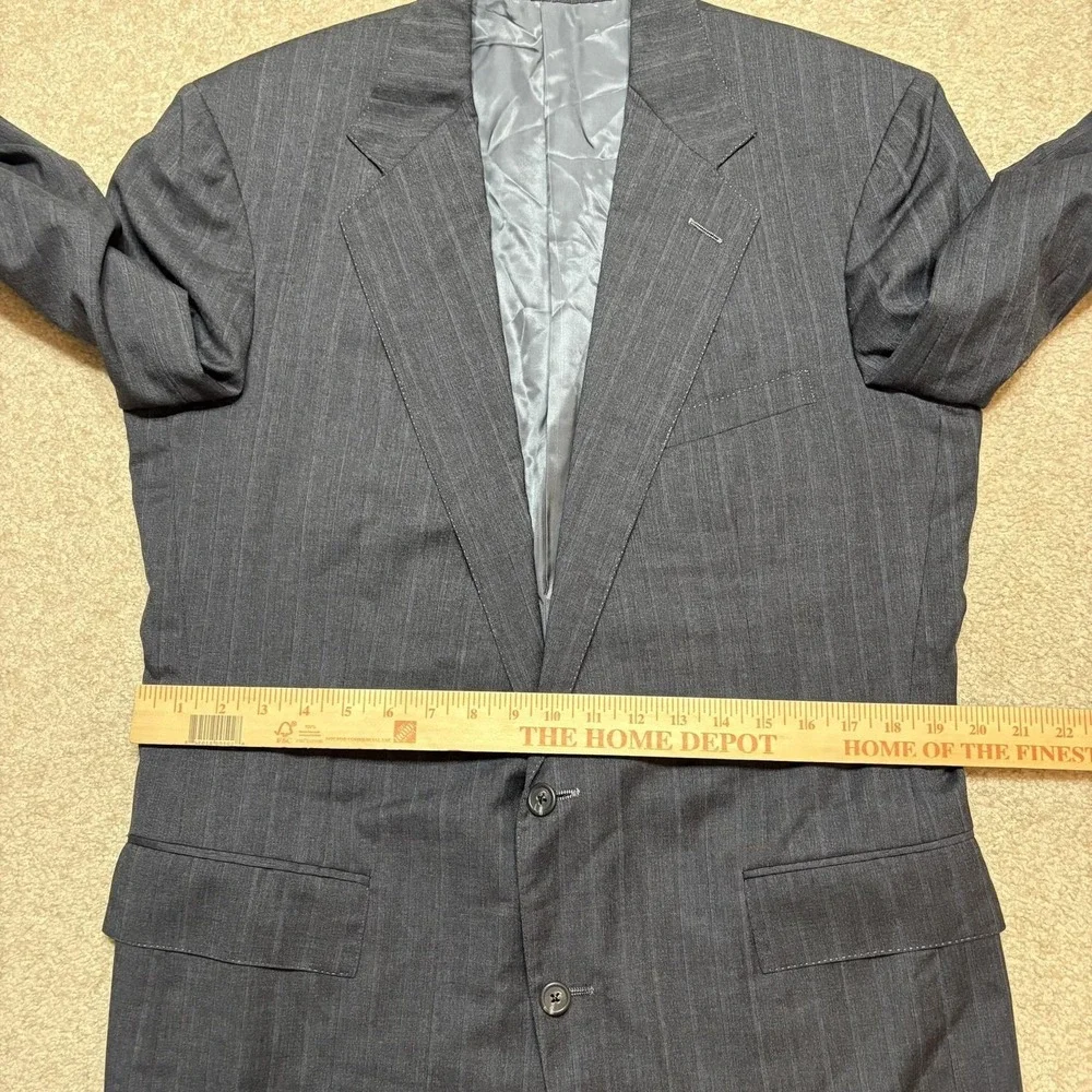 Vtg Polo By Ralph Lauren Blazer Mens 42 Gray Wool Pinstripe Suit Jacket 80s